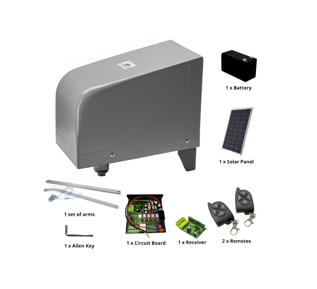 Letron Swing Gate Opener SW450 Solar Single SAMT Garage and Gate Automation Motors